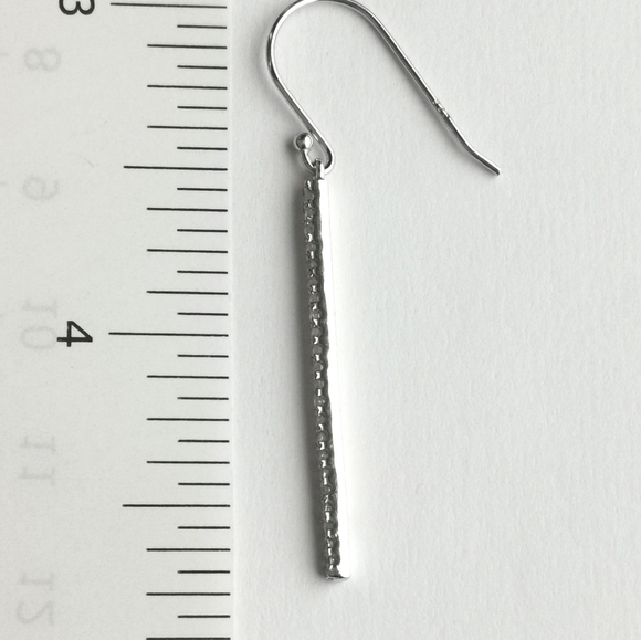 New Minimalist Sterling Silver cz linear bar earrings - Picture 2 of 7